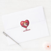 Cupido op Rode Hart Vierkante Sticker (Envelop)
