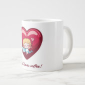 Cupido op Rood Hart met Roze Pijlhoofd Grote Koffiekop (Voorkant rechts)