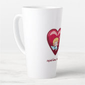 Cupido op Rood Hart met Roze Pijlhoofd Latte Mok (Linkerhoek)