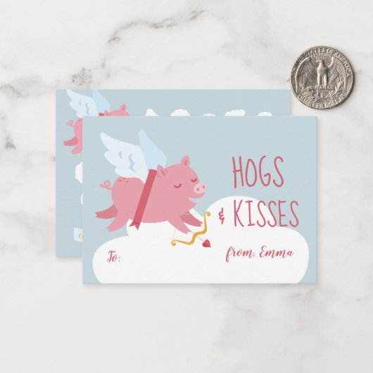 Cupido Pig Activity Classroom Valentijn Notitiekaartje (Voorkant / Achterkant in situ)