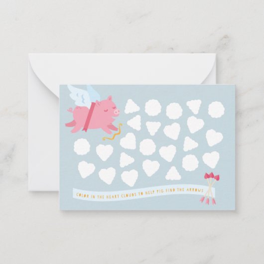 Cupido Pig Activity Classroom Valentijn Notitiekaartje (Achterkant)