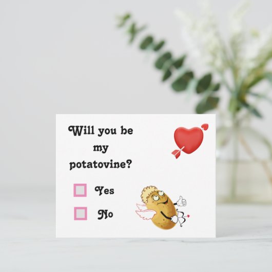 Cupido Potato Vine Check Ja of Nee Feestdagenkaart (Staand voorkant)