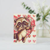 Cupido Raccoon Briefkaart (Staand voorkant)