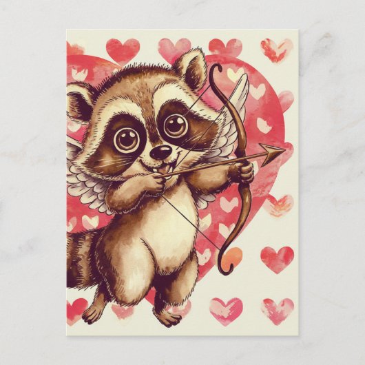 Cupido Raccoon Briefkaart (Voorkant)