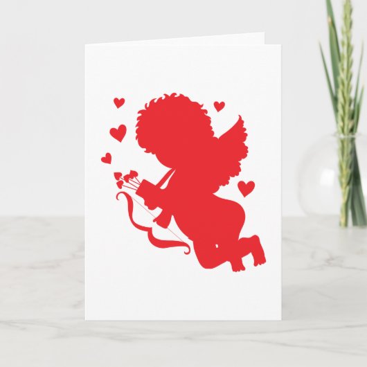 Cupido rood silhouet feestdagen kaart (Voorkant)