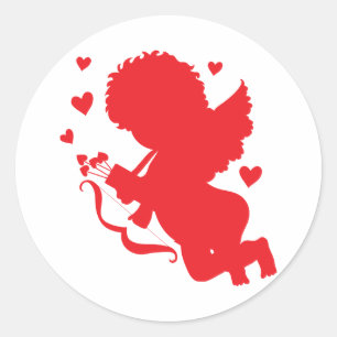 Cupido rood silhouet ronde sticker