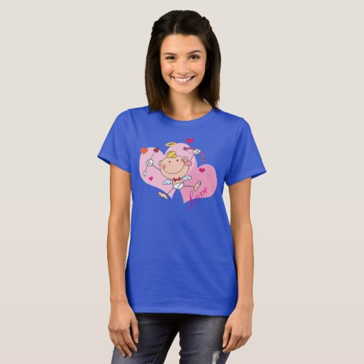 Cupido & Roze Harten T-shirt (Voorkant volledig)