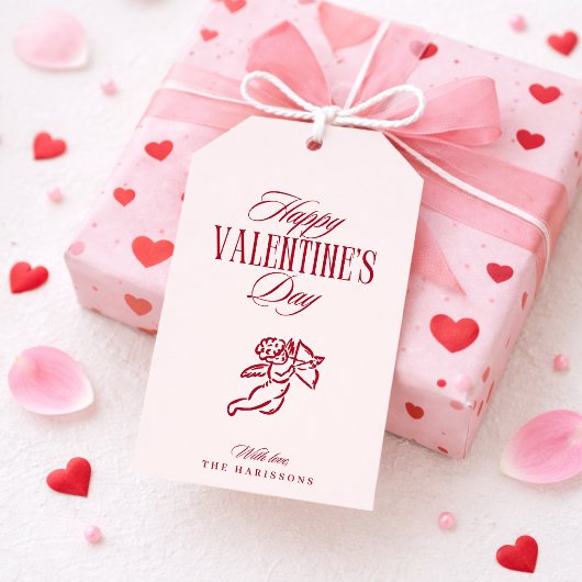 Cupido, Roze Valentijnsdag Gift Tags Cadeaulabel