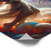 Cupido schiet zijn pijl in een Glas in lood hart Poster (Hoek)