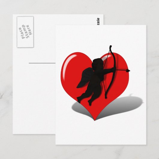 Cupido Silhouet & Hart Briefkaart (Voorkant / Achterkant)