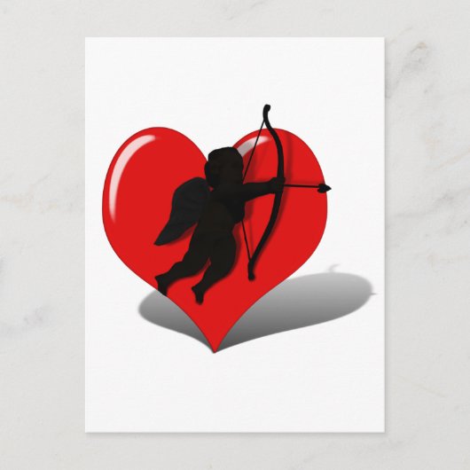 Cupido Silhouet & Hart Briefkaart (Voorkant)