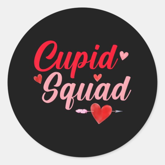 Cupido Squad Harts Funny Valentijnsdag Voor Ronde Sticker (Voorkant)