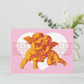 Cupido Valentijn Kaart. XOXO Aankondiging (Staand voorkant)