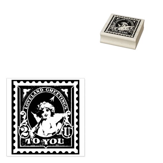 Cupido Valentijn Loveland Groetjes Liefde Rubberstempel (Gestempeld)