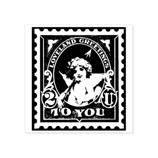 Cupido Valentijn Loveland Groetjes  Liefde Rubberstempel (Afrduk)