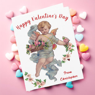 Cupido Valentijnsdag Kaart Floral Cherub