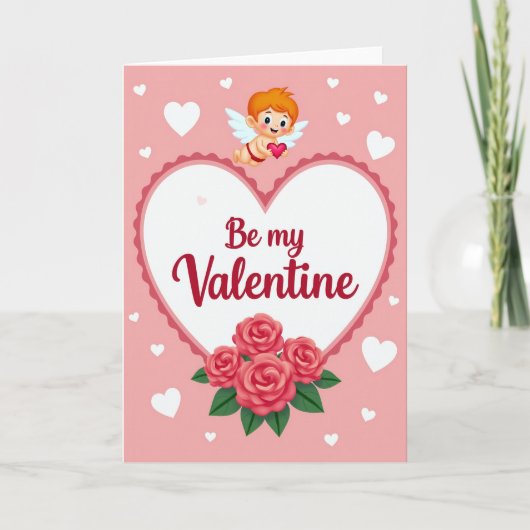 Cupido Valentijnsdag Rozen Kaart (Voorkant)