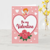 Cupido Valentijnsdag Rozen Kaart (Gele Bloem)