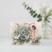 Cupido Vergeet-me-niet Duif Key Daisy Briefkaart (Staand voorkant)