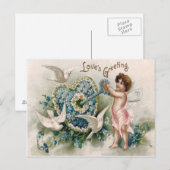 Cupido Vergeet-me-niet Duif Key Daisy Briefkaart (Voorkant / Achterkant)