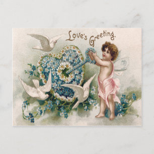 Cupido-vergeet-mij-nietje Duif Sleutel Madeliefje Briefkaart