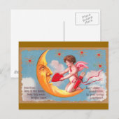 Cupido voedt hart naar maan Valentijn Feestdagenkaart (Voorkant / Achterkant)