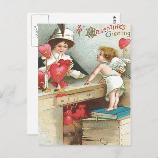 Cupido Vrouw Hart Winkelen Pijl Briefkaart (Voorkant / Achterkant)