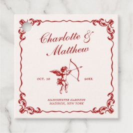 Cupido's Arrow Red Vintage Wedding Bedankjes Labels