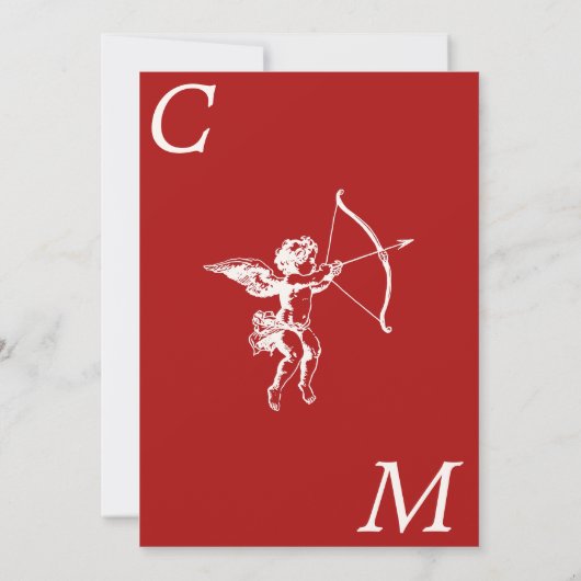 Cupido's Arrow Red Vintage Wedding Kaart (Achterkant)
