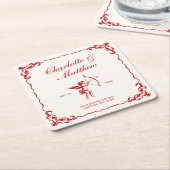 Cupido's Arrow Red Vintage Wedding Kartonnen Onderzetters (Schuin)