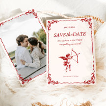 Cupido's Arrow Red Vintage Wedding Save the Date