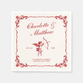 Cupido's Arrow Red Vintage Wedding Servet (Voorkant)