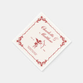 Cupido's Arrow Red Vintage Wedding Servet (Hoek)