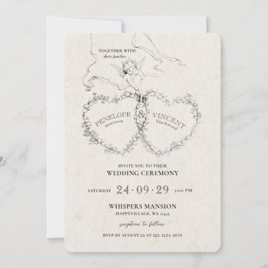 Cupido's Arrow Uitnodiging voor een bruiloft (Voorkant)