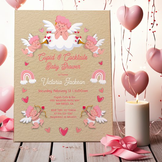 Cupido's en Cocktails Valentijn Baby Shower Kaart