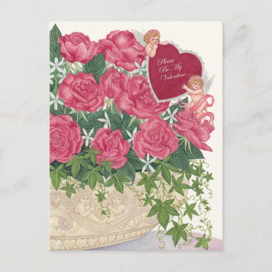 Cupido's en Rozen Valentijn Briefkaart (Voorkant)