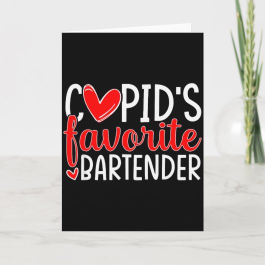 Cupido's favoriete barkeeper grappige harten valen kaart (Voorkant)