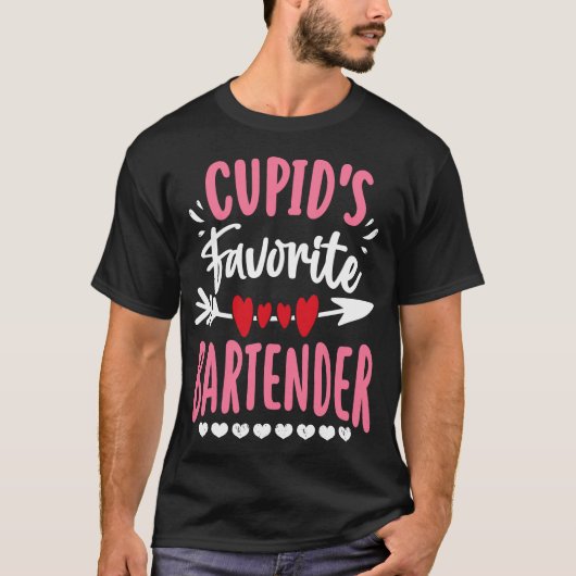 Cupido's favoriete bartender Valentijnsdag Matchin T-shirt (Voorkant)