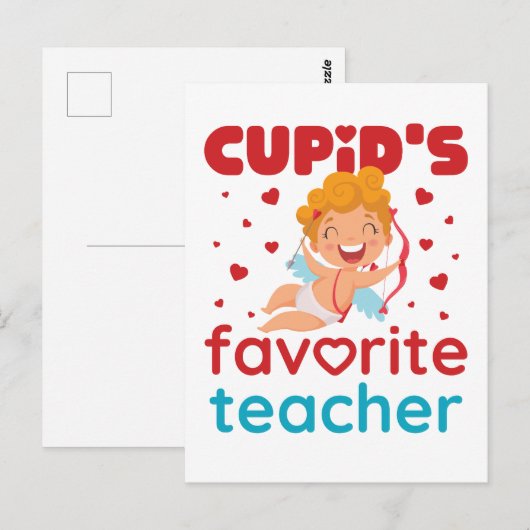 Cupido's favoriete leraar Schattige Valentijnsdag Briefkaart (Voorkant / Achterkant)