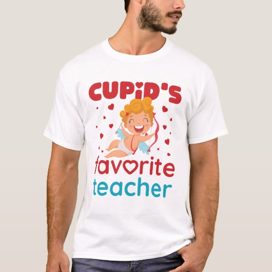 Cupido's favoriete leraar Schattige Valentijnsdag T-shirt (Voorkant)