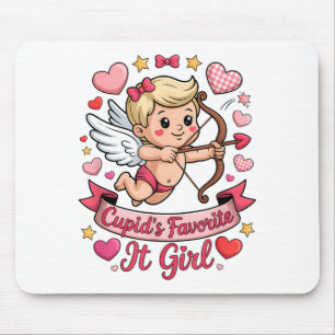 Cupido's Favoriete Meisje Valentijn Roze Hart Esth Muismat