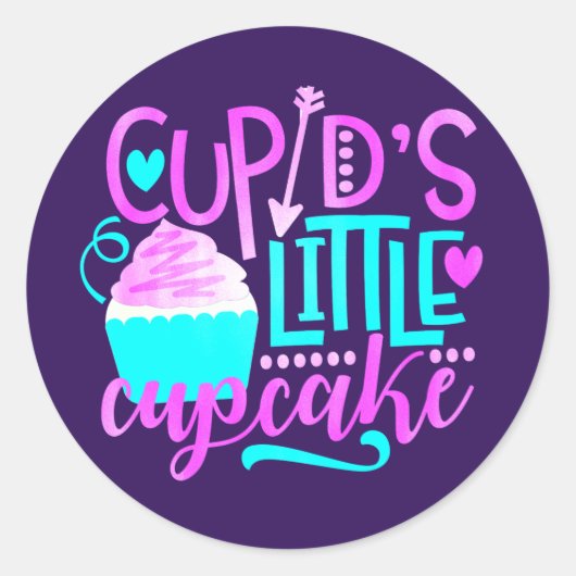 Cupido's kleine Cupcake Valentijns's Verjaardagsfe Ronde Sticker (Voorkant)