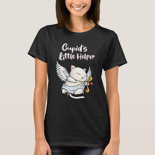 Cupido's kleine helper Valentijnse kat T-shirt (Voorkant)
