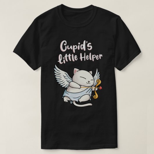 Cupido's kleine helper Valentijnse kat T-shirt (Design voorkant)
