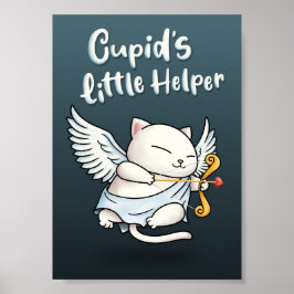 Cupido's kleine helper Velentines kat Poster