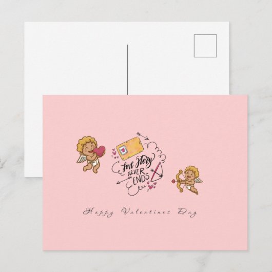 Cupido's Omhelzen Liefdesbrief Wenskaart Briefkaart (Voorkant / Achterkant)