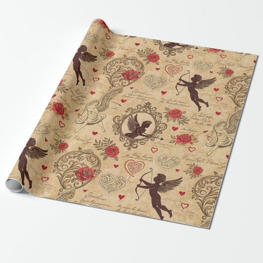  Cupido's Romantische Patroon (10) Cadeaupapier (Uitgerold)