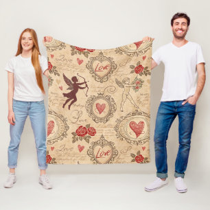  Cupido's Romantische Patroon (3) Fleece Deken