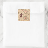  Cupido's Romantische Patroon (3) Vierkante Sticker (Tas)