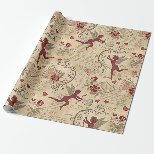  Cupido's Romantische Patroon (5) Cadeaupapier (Uitgerold)